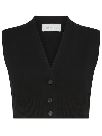 Sportmax Folk Crop Gilet With Buttons In Black