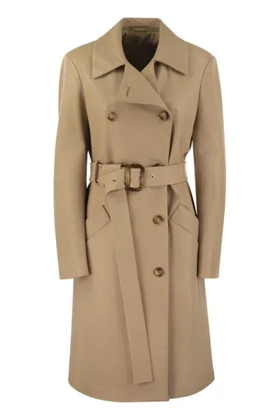 Sportmax Giostra - Nappa Leather Trench Coat In Nude