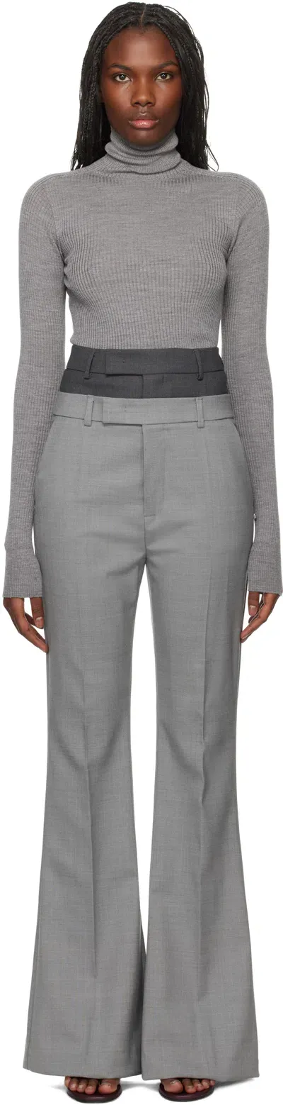 Sportmax Gray Flared Trousers In 016 Light Grey