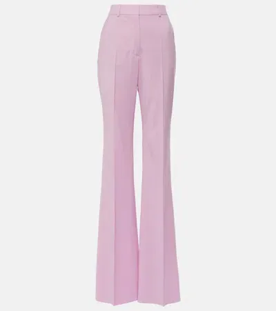 Sportmax High-rise-schlaghose Hangar Aus Schurwolle In Pink