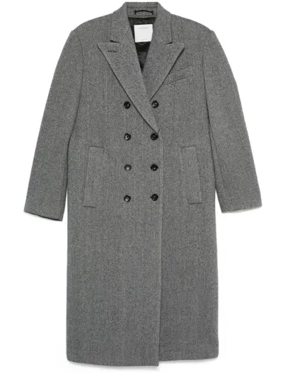 Sportmax Herringbone Coat In Black