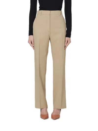 Sportmax High Waist Straight Leg Trousers In Beige