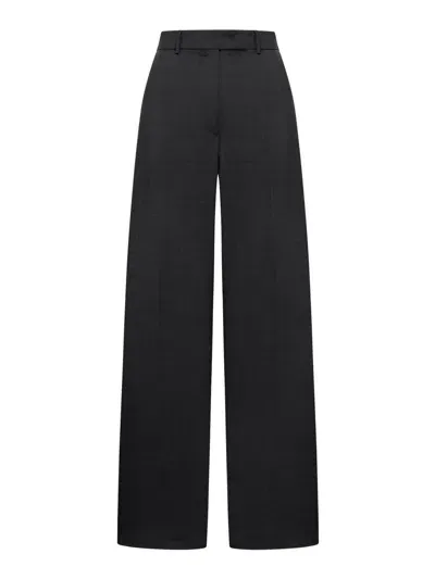 Sportmax Box-pleat Wool Palazzo Pants In Black