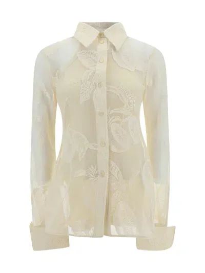 Sportmax Lace Detailed Long-sleeved Top In White