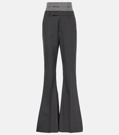 Sportmax Lince Wool Flared Pants In Grey