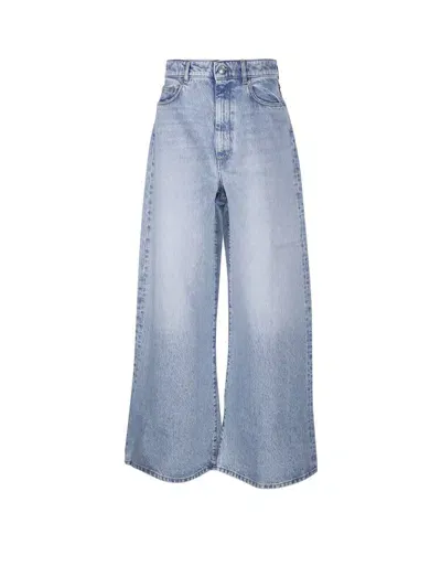 Sportmax Logo Patch Wide Leg Jeans In Blue