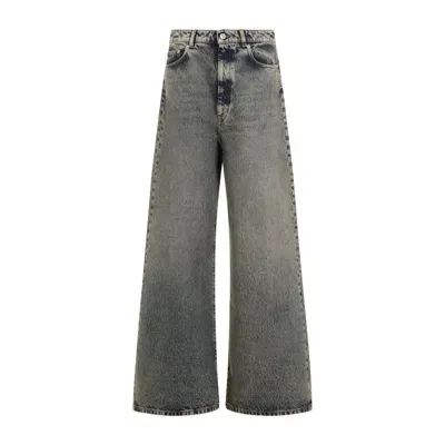 Sportmax Logo Patch Wide Leg Jeans In Grey