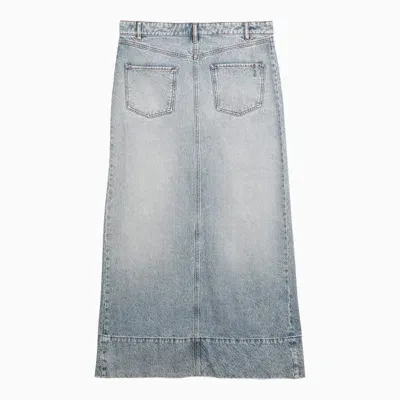 Sportmax Long Denim Skirt Inside Out In Blue