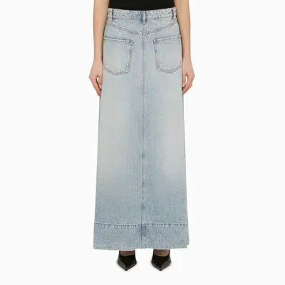 Sportmax Long Denim Skirt Inside Out In Blue