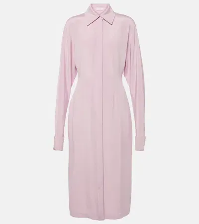 Sportmax Lugano Silk-blend Crêpe Shirt Dress In Pink