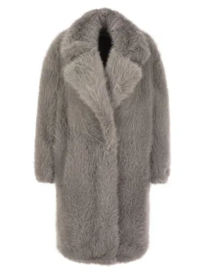 Sportmax Manico Coat In Faux Fur In Gray