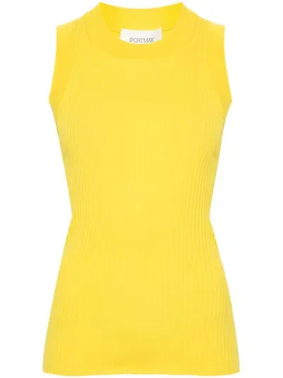 Sportmax Ribbed Cotton Tank Top In Amarillo