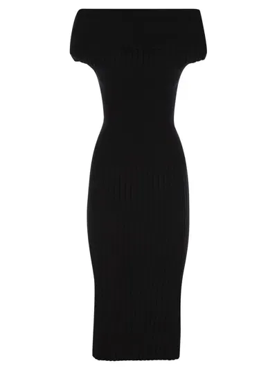 Sportmax Off-shoulder Midi Dress In Black