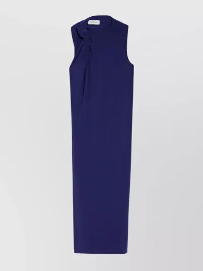 Sportmax One Shoulder Knot Detail Knee Length Dress In Blue