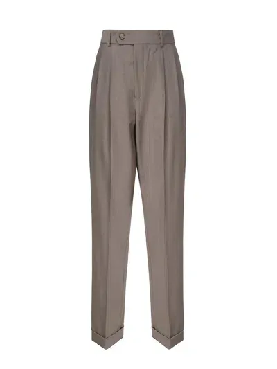 Sportmax Ferito Trousers In Virgin Wool With Pinces In Beige