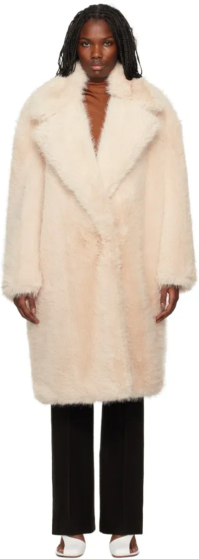 Sportmax Pink Notched Lapel Faux-fur Coat In 003 Pink