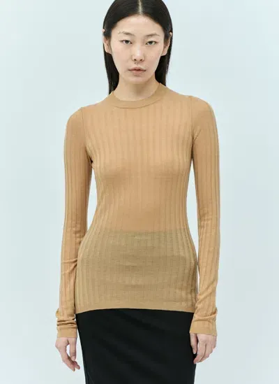 Sportmax Ribbed Wool Sweater In Beige