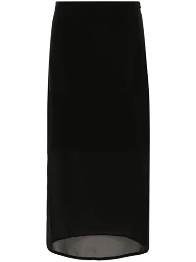 Sportmax Semi-sheer Panel Midi Skirt In Black