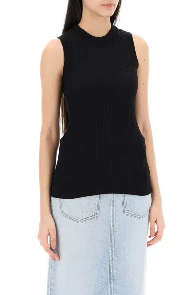 Sportmax Ribbed Sleeveless Top In Black