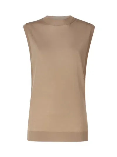 Sportmax Sleeveless Sweater In Wool And Silk In Beige