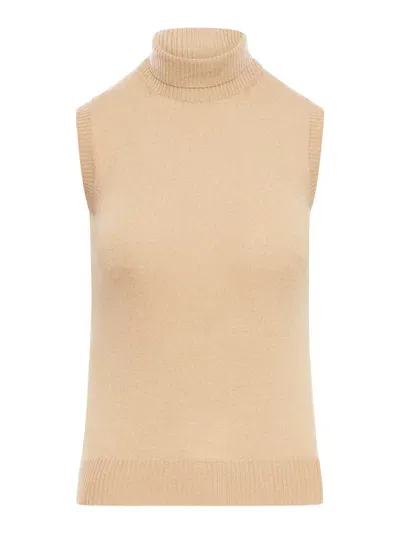 Sportmax Sleeveless Turtleneck Sweater In Nude & Neutrals