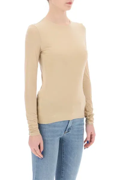 Sportmax Stretch Jersey Long-sleeved T-shirt In Beige