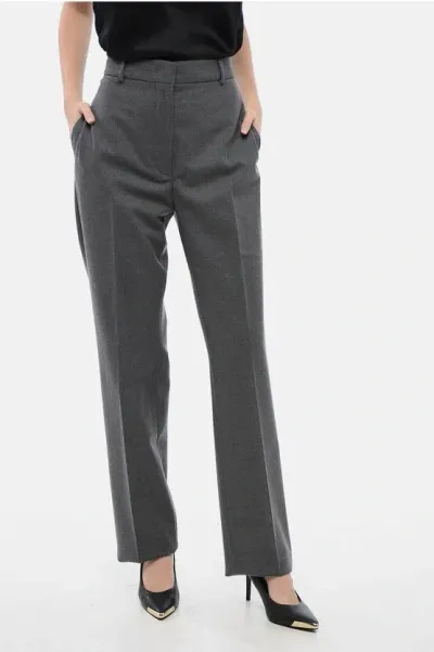 Sportmax Stretch Virgin Wool Mora Chinos Pants In Gray