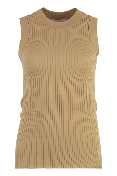 Sportmax Toledo Cotton Tank Top In Beige