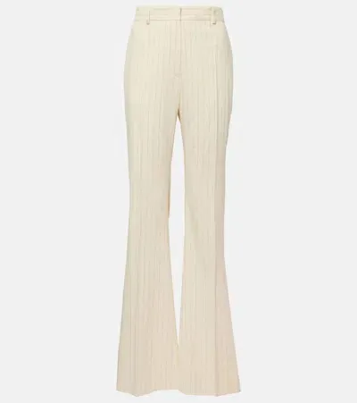 Sportmax Tritone Pinstripe Canvas Flared Pants In Beige