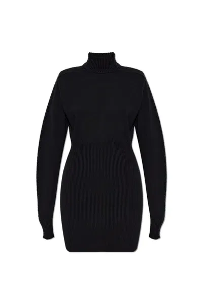 Sportmax Turtleneck Knitted Mini Dress In Black