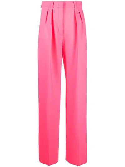 Sportmax Wool High-waisted Trousers In Fuchsia