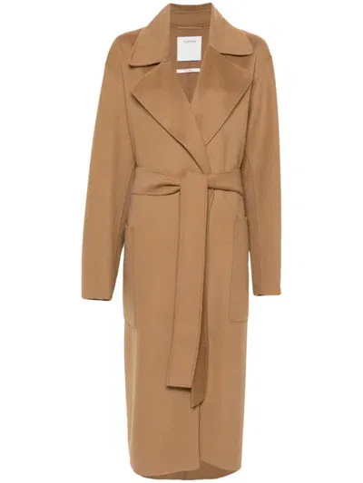 Sportmax Wool Long Coat In Brown