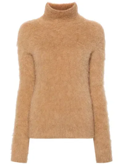 Sportmax Wool Turtle-neck Sweater In Brown