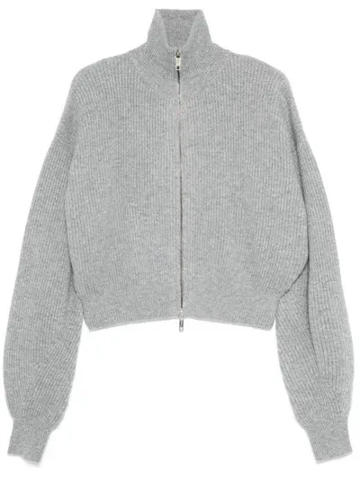 Sportmax Wool Zipped Cardigan In Grey