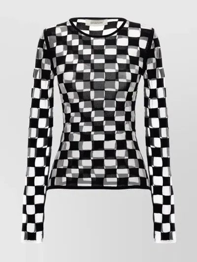 Sportmax Yale Check Mesh Top In Black