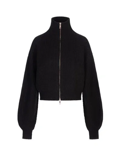 Sportmax Zip-up High Neck Cardigan In Black