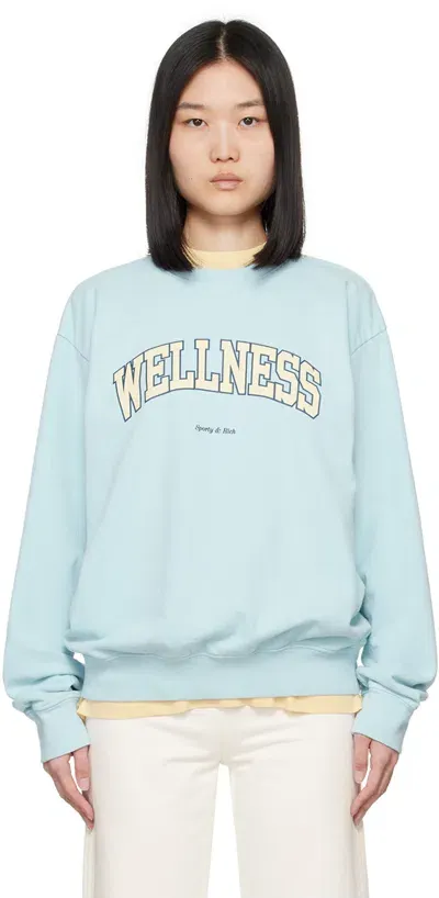 Sporty And Rich Sporty & Rich Wellness Ivy Cotton Graphic Sweatshirt In 317 China Blue