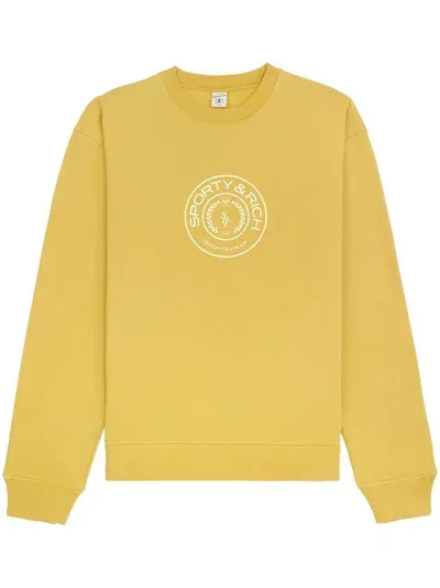 Sporty And Rich Connecticut Crest Crew-neck Sweatshirt In Yellow