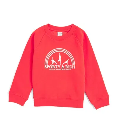 Sporty And Rich Kids' Cotton Fitness Group Sweatshirt In Red