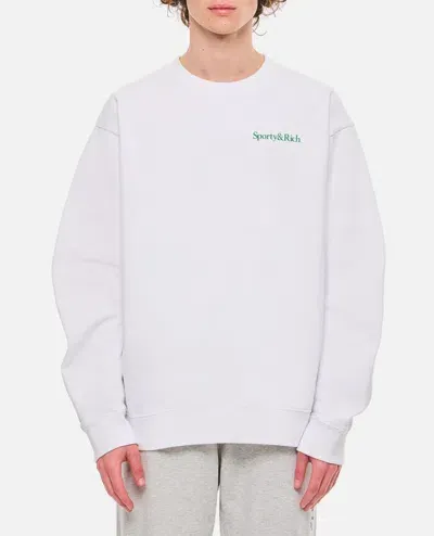 Sporty And Rich Drink More Water Crewneck Sweatshirt In White