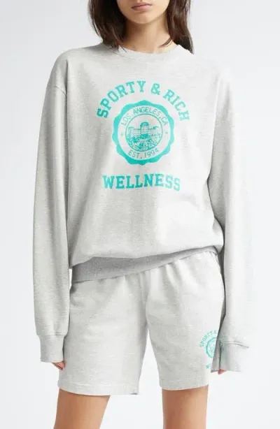 Sporty And Rich Sporty & Rich Emblem Crewneck Cotton Blend Sweatshirt In Heather Gray