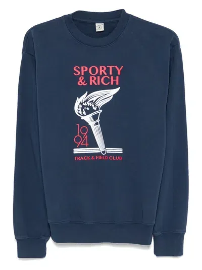 Sporty And Rich Graphic-print Sweatshirt In Na/rd Navy