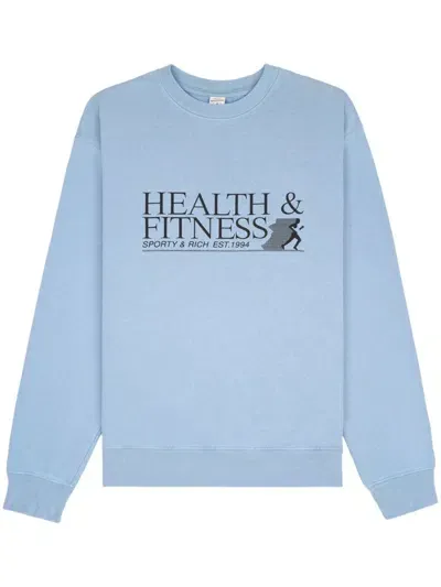 Sporty And Rich Health & Fitness Logo-print Sweatshirt In Blue