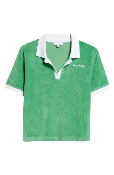 Sporty And Rich Sporty & Rich Italic Logo Cotton Terry Polo In Verde