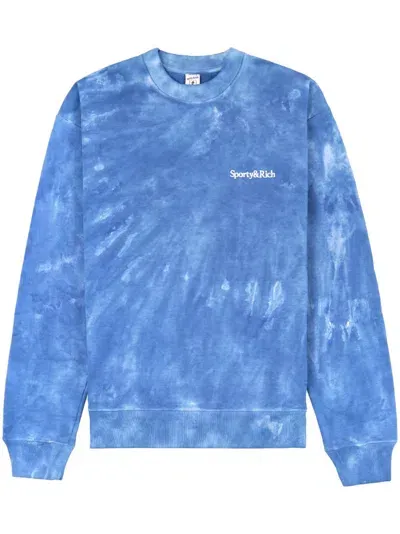 Sporty And Rich Logo-embroidered Tie-dye Sweatshirt In Blue