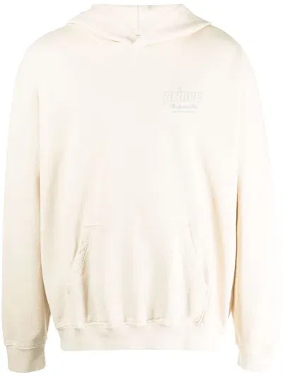 Sporty And Rich Logo-print Cotton Hoodie In Neutrals