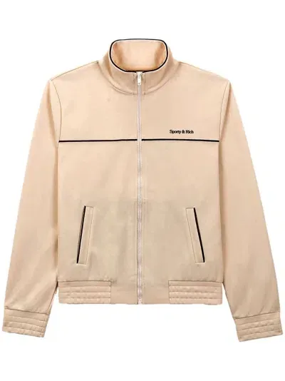 Sporty And Rich Logo-print Performance Jacket In Neutrals