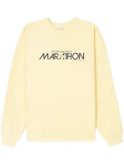 Sporty And Rich Marathon Logo-print Sweatshirt In Yellow