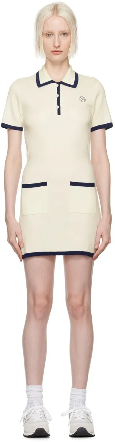 Sporty And Rich Off-white & Navy Hilary Minidress In Off White