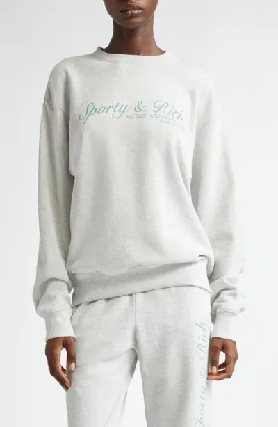 Sporty And Rich Sporty & Rich Paris Racquet Club Graphic Sweatshirt In Heather Gray